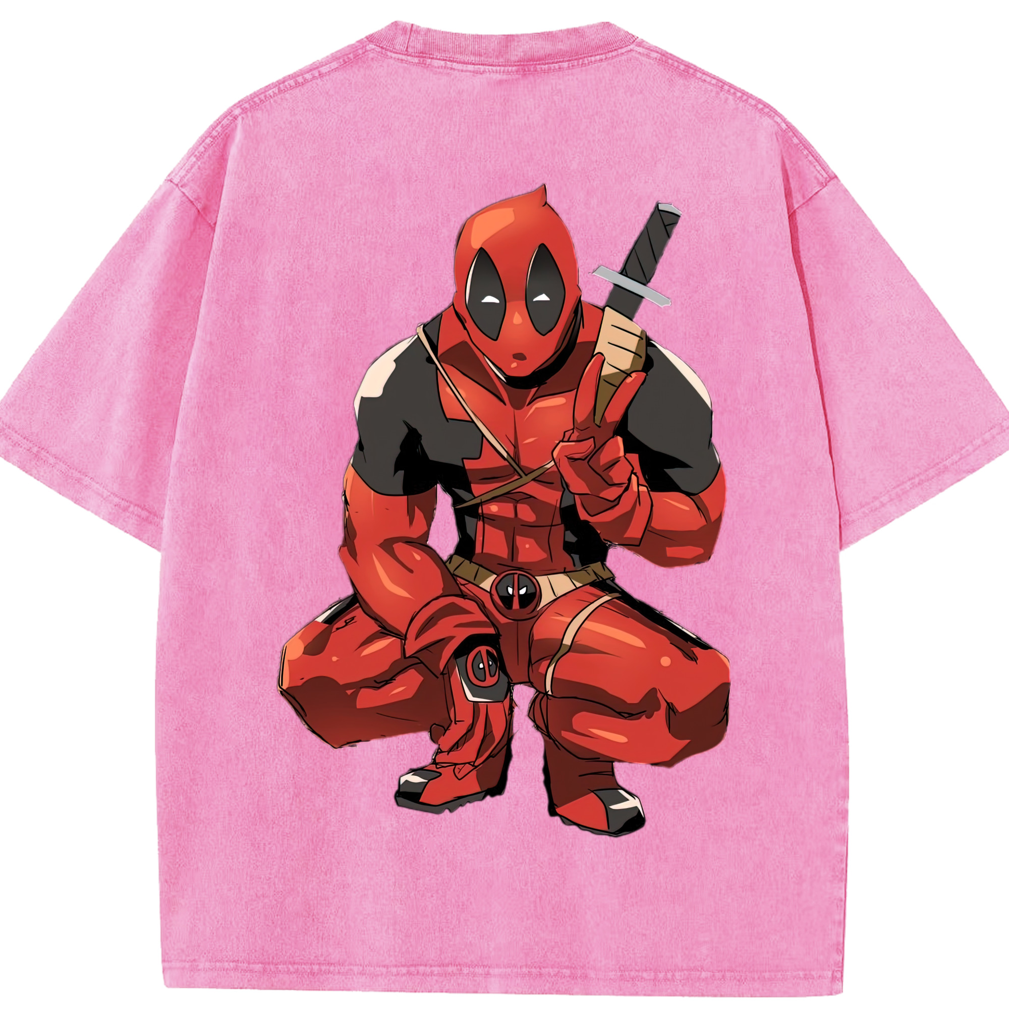 （画像用） Deadpool デッドプール 綿100% ヴィンテージ風 半袖Tシャツ（背面プリント）